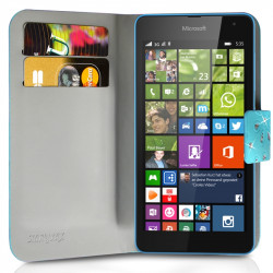 Housse Coque Etui Portefeuille Motif Diamant Universel M couleur bleu clair pour Nokia Lumia 535