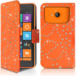 Housse Coque Etui Portefeuille Motif Diamant Universel M couleur orange pour Nokia Lumia 735