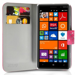Housse Coque Etui Portefeuille Motif Diamant Universel M couleur rose fushia pour Nokia Lumia 830