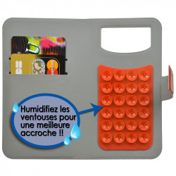 Housse Coque Etui Portefeuille Motif Diamant Universel L couleur orange pour Logicom L-Ement 500