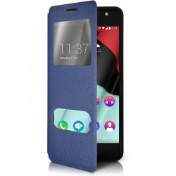 Etui S-View Fonction Support Couleur Bleu pour Wiko Selfy 4G