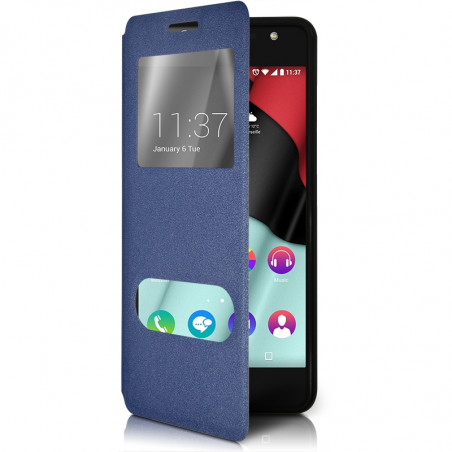Etui S-View Fonction Support Couleur Bleu pour Wiko Selfy 4G