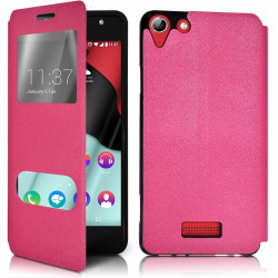 Etui S-View Fonction Support Couleur Rose Fushia pour Wiko Selfy 4G