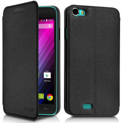 Coque Housse Etui avec Rabat Latéral Fonction Support pour Wiko Cink Slim couleur Blanc