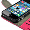 Housse Etui Portefeuille Couleur Rose Fushia pour Apple iPhone 4 / 4S