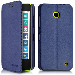 Etui à rabat latéral Support Couleur Bleu pour Nokia Lumia 630 + Film de protection