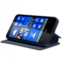 Etui à rabat latéral Support Couleur Bleu pour Nokia Lumia 620 + Film de protection