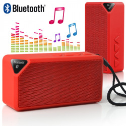 Mini Enceinte Connexion Bluetooth FM Radio rouge pour Smartphones Android, IOS