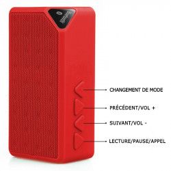 Mini Enceinte Connexion Bluetooth FM Radio rouge pour Smartphones Android, IOS