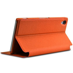 Etui à rabat latéral Support Couleur Orange pour Sony Xperia Z3 + Film de protection