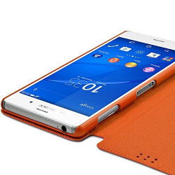 Etui à rabat latéral Support Couleur Orange pour Sony Xperia Z3 + Film de protection