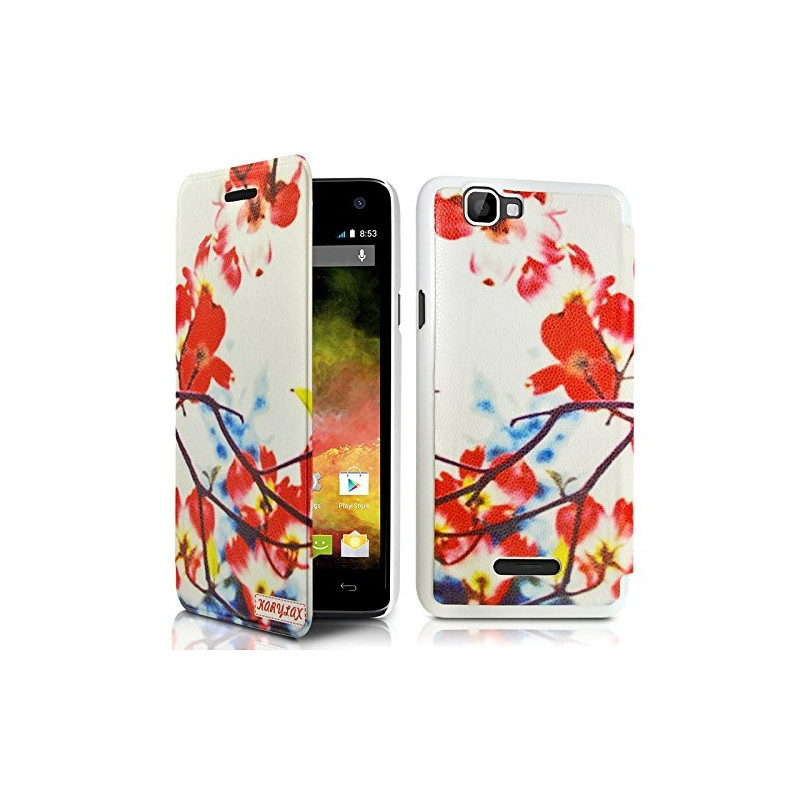 Coque Etui à rabat porte-carte motif K12 pour Wiko Rainbow + Film de protection