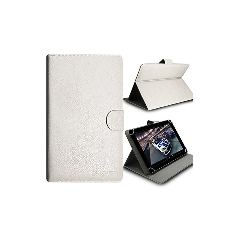 Housse Etui Universel à Rabat Fonction Support Couleur Blanc pour Tablette Logicom S732 7"