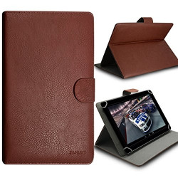 Housse Etui Universel à Rabat Fonction Support Couleur Marron pour Tablette Haier Mini Pad D85 7,85"