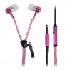 Ecouteurs Kit Mains Libres Zip couleur rose Pour Smartphone, Tablette