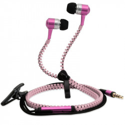 Ecouteurs Kit Mains Libres Zip couleur rose Pour Polaroid, Wiko, Archos, Yezz, Samsung, Apple, Kazam, HTC
