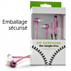 Ecouteurs Kit Mains Libres Zip couleur rose Pour Microsoft, Doogee, Motorola, Huawei, SFR, Orange, Sony