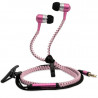 Ecouteurs Filaire Kit Mains Libres Style Zip couleur rose fushia Pour Smartphone, Tablette