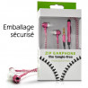 Ecouteurs Filaire Kit Mains Libres Style Zip couleur rose fushia Pour Smartphone, Tablette