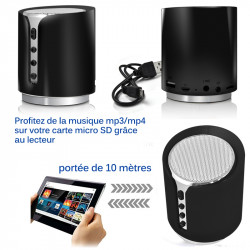 Mini Enceinte Portable Chrome Bluetooth Speaker Music couleur noir pour Smartphone Tablette PC 