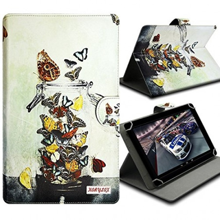 Housse Etui Universel à Rabat Fonction Support avec motif ZA08 pour Tablette Logicom Tab750 7"