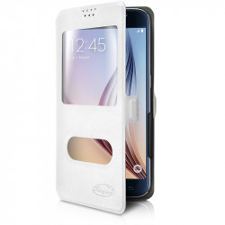 Etui double S-View Universel S Couleur blanc pour smartphone Yezz Andy 4EL2 LTE