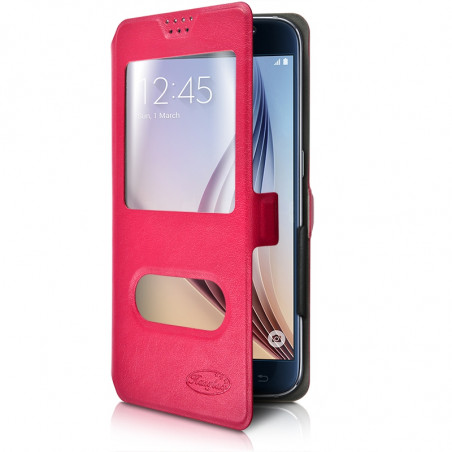 Etui double S-View Universel S Couleur rose fushia pour smartphone Yezz Andy 4EI2