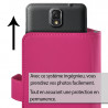 Etui Universel M porte-carte à rabat latéral Couleur Rose Fushia pour smartphone de 15,0 x 7,5 cm