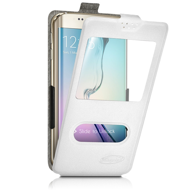 Etui S-View à clapet Universel S Couleur Blanc pour Carrefour Smart 4.5 4G