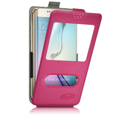 Etui S-View à clapet Universel S Couleur Rose Fushia pour Yezz Andy 4EL2 LTE