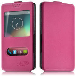 Etui S-View à clapet Universel S Couleur Rose Fushia pour Yezz Andy 4EL2 LTE