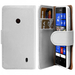 Housse Etui Portefeuille pour Nokia Lumia 520 Couleur Blanc
