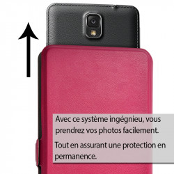 Etui double S-View Universel M Couleur Rose fushia pour smartphone Samsung Galaxy Core Prime VE