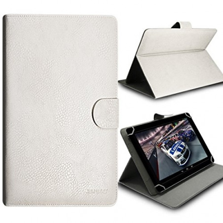 Housse Etui Universel à Rabat Fonction Support Couleur Blanc pour Tablette Tactile QuadCore 8"