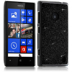 Housse Etui Coque Rigide pour Nokia Lumia 520 Style Paillette Couleur Noir