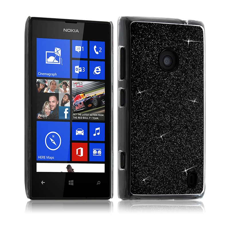 Housse Etui Coque Rigide pour Nokia Lumia 520 Style Paillette Couleur Noir