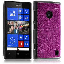 Coque Rigide pour Nokia Lumia 520 Style Paillette Couleur Rose Fushia
