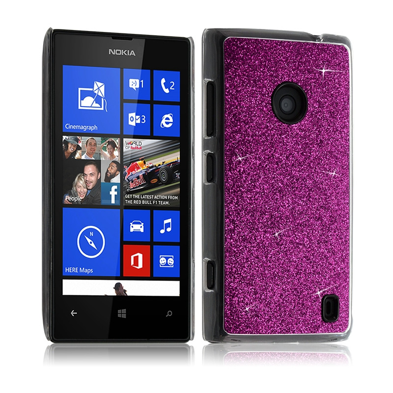 Housse Etui Coque Rigide pour Nokia Lumia 520 Style Paillette Couleur Rose Fushia