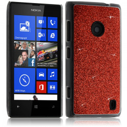 Housse Etui Coque Rigide pour Nokia Lumia 520 Style Paillette Couleur Rouge