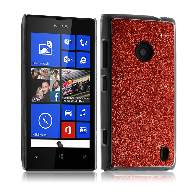Housse Etui Coque Rigide pour Nokia Lumia 520 Style Paillette Couleur Rouge