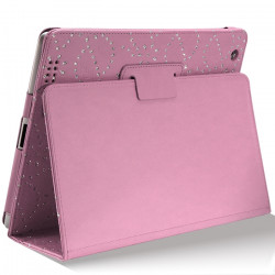 Housse coque etui pour Apple iPad 3 Style Diamant Couleur Rose Pâle