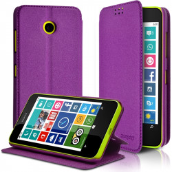 Coque Etui à rabat latéral Fonction Support Couleur Violet pour Nokia Lumia 635 + Film de protection