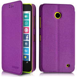 Coque Etui à rabat latéral Fonction Support Couleur Violet pour Nokia Lumia 635 + Film de protection