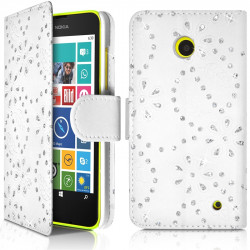 Housse Coque Etui Portefeuille Fonction Support  Style Diamant Couleur  pour Nokia Lumia 635