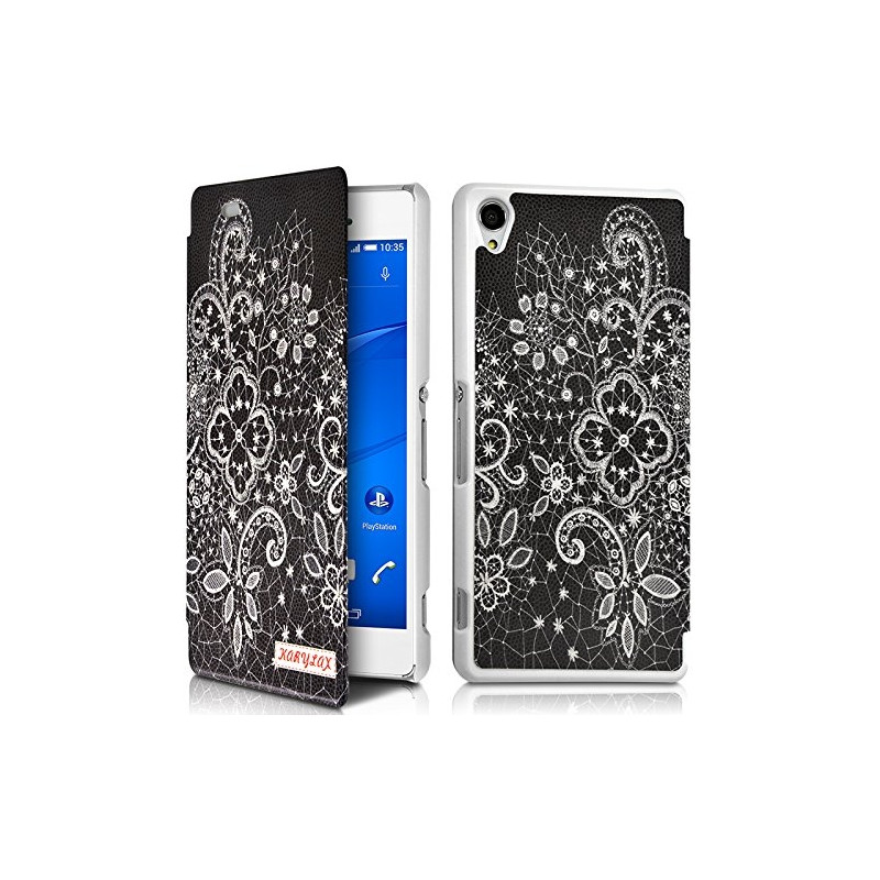 Coque Etui à rabat porte-carte motif LM11 pour Sony Xperia Z3 + Film de protection