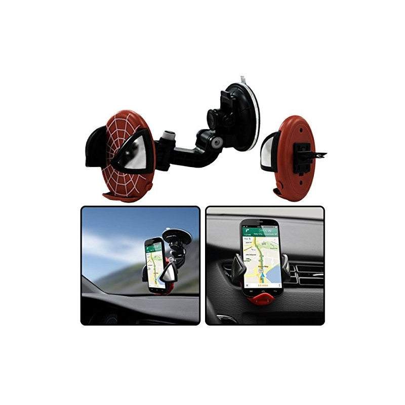 Support Auto Voiture Style Toile Rouge 2en1 sur Grille d'aération et Pare-brise pour Sony Xperia Sp