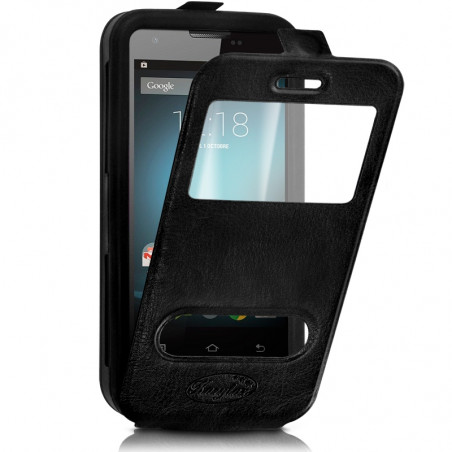 Etui Coque Silicone S-View Couleur noir Universel XL pour Huawei Honor X5