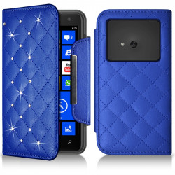 Housse Coque Etui Portefeuille Style Diamant Universel M couleur bleu clair pour Nokia Lumia 625