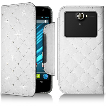 Etui Universel XL Style Diamant blanc pour Archos 55 Platinum