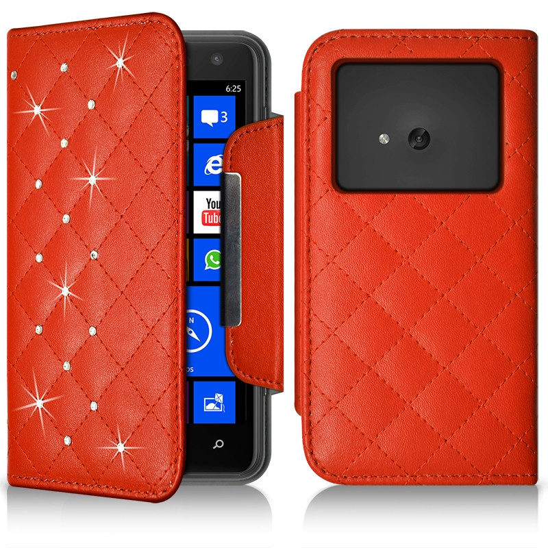 Housse Coque Etui Portefeuille Universel Style Diamant pour Archos 50 Helium 4G Couleur Noir